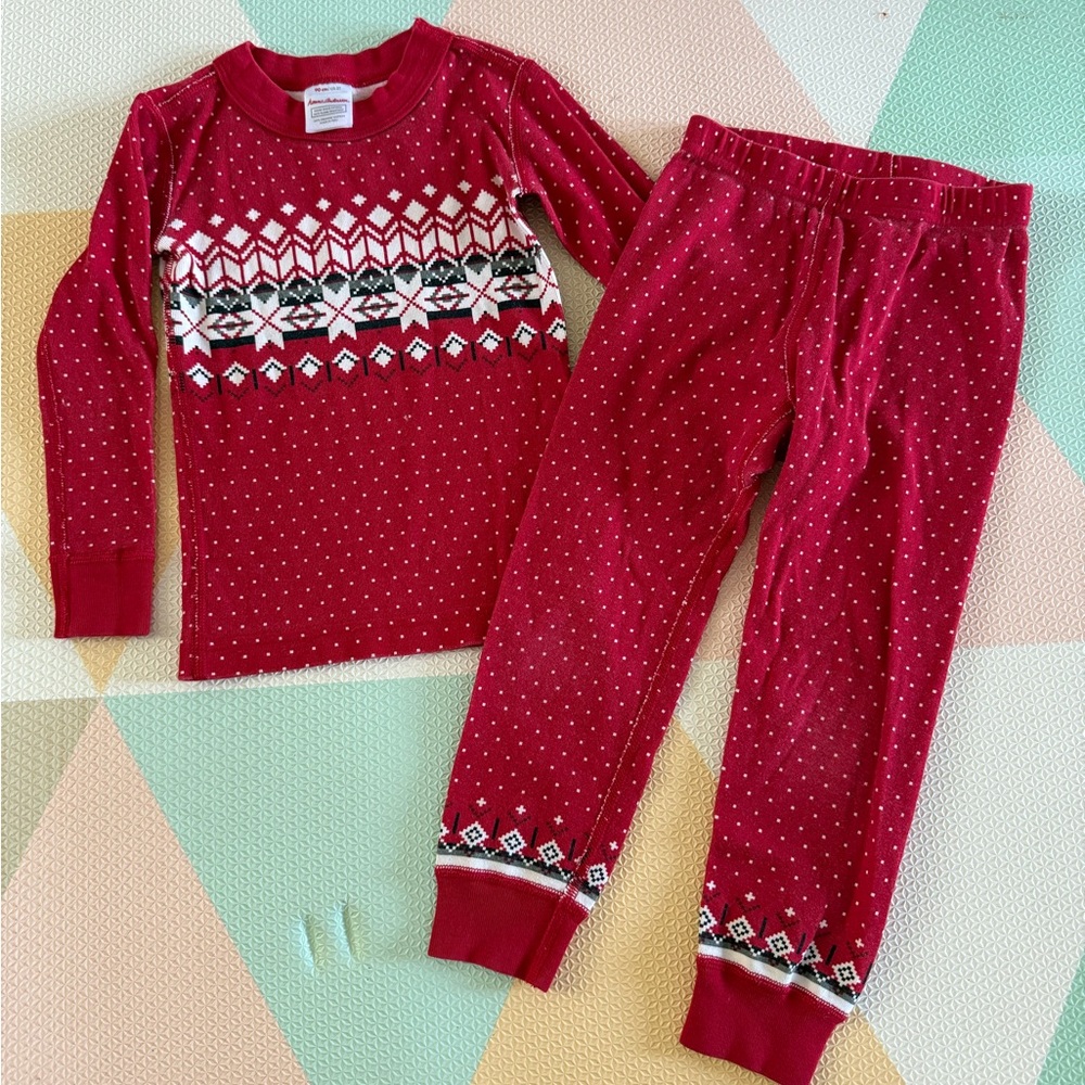 Hanna Andersson Red Snowflake Kids Pajama Set